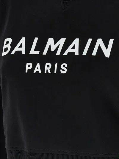 Balmain Women Logo Organic Cotton Cropped Sweatshirt