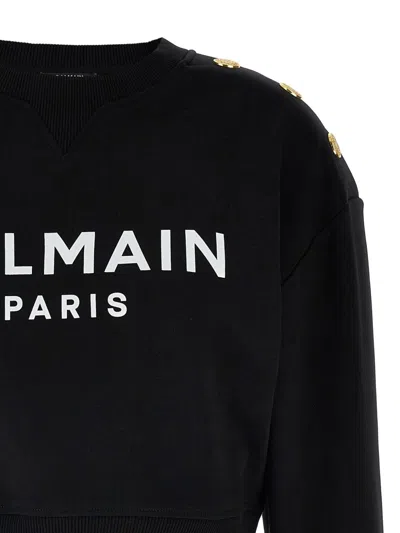 Balmain Women Logo Organic Cotton Cropped Sweatshirt