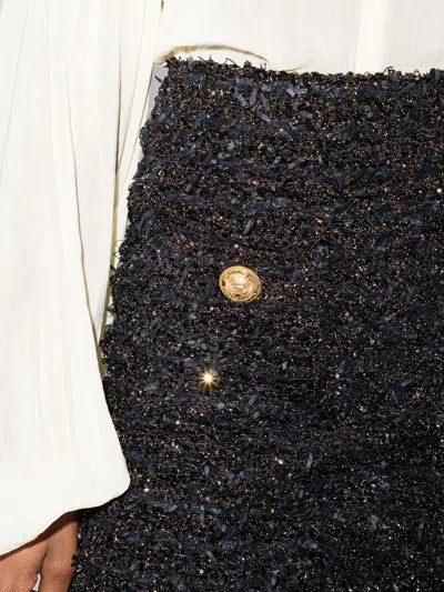 Balmain Button-embellished Tweed Mini Skirt