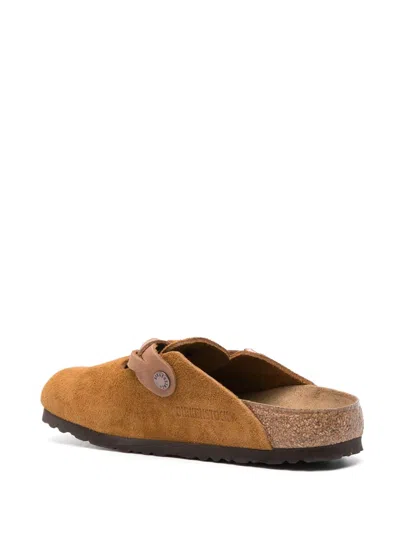 Birkenstock Round Toe Buckle-detailing Suede Mules