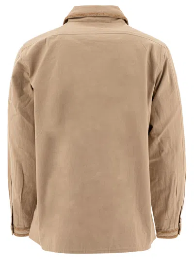 Bode Men Beige Cotton Bullion Jacket In Brown