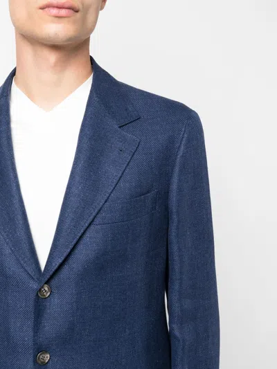 Brunello Cucinelli Blue Linen Leisure Fit Suit