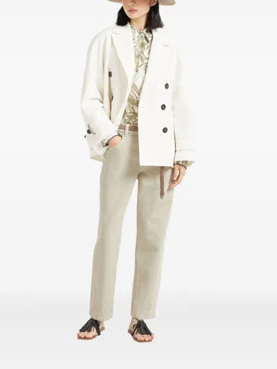 Brunello Cucinelli Beige Twill Loose Trousers