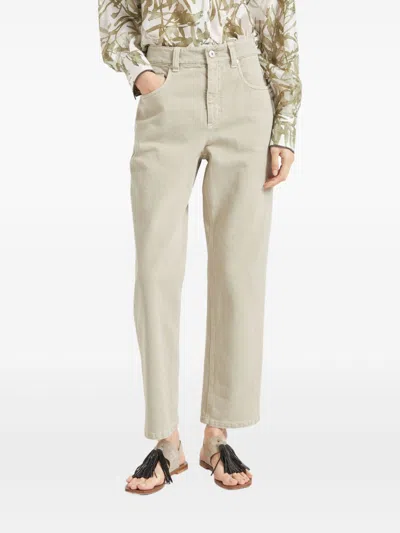 Brunello Cucinelli Beige Twill Loose Trousers