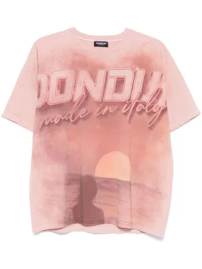 Dondup Crewneck Graphic Print Short Sleeves Relaxed Fit In Pink