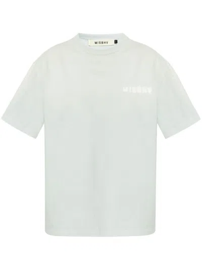 Misbhv Cotton T-shirt In Light Blue With Print Front Logo In Blue