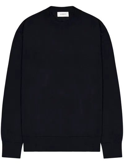 Laneus Relaxed Fit Polo Knitwear In Luxurious Wool-cashmere Blend In Black