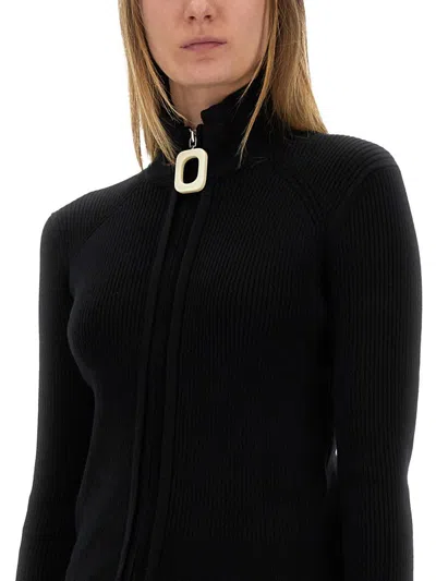 Jw Anderson Fitted Cardigan With Zipper In Black