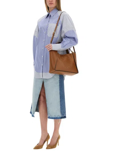 Shop Stella Mccartney "mixed Stripe" Shirt In Baby Blue