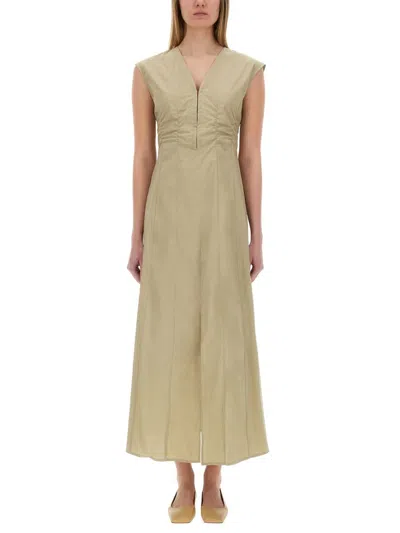 Alysi Long Poplin Dress In Green