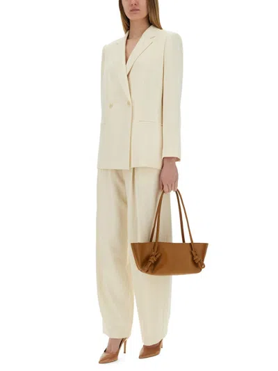 Theory Double-breasted Blazer In Beige