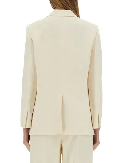Theory Double-breasted Blazer In Beige