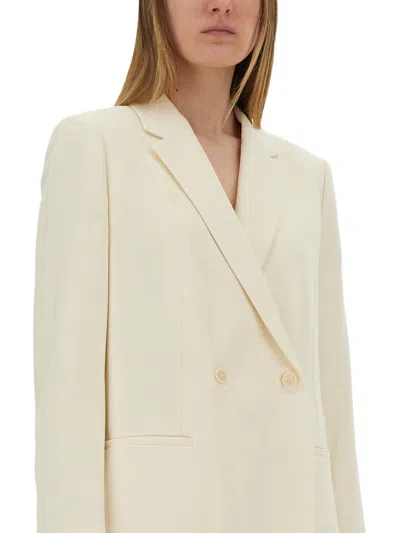 Theory Double-breasted Blazer In Beige