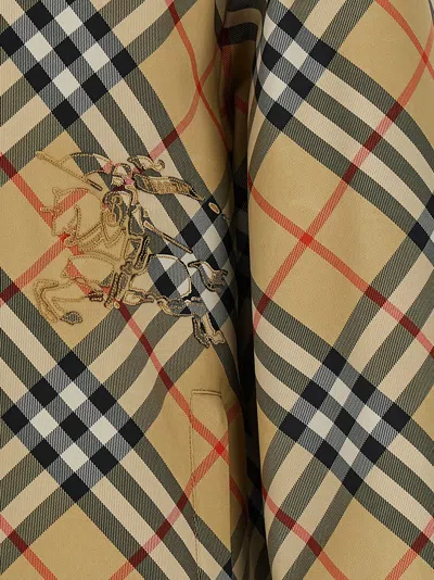 Burberry Beige Reversible Down Jacket With Hood And All-over Check Motif In Tech Fabric Man