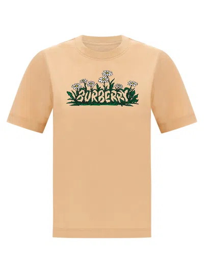 Burberry Vibrant Floral Print Cotton T-shirt In Neutral