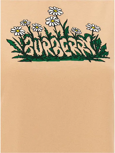 Burberry Vibrant Floral Print Cotton T-shirt In Neutral
