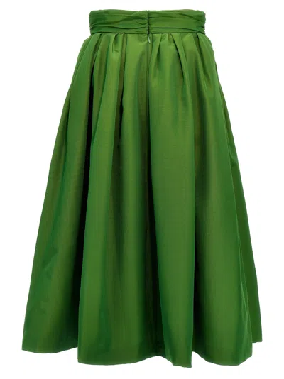 Carolina Herrera High-waisted Midi Skirt With Structured Waistband In Green