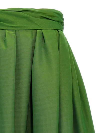 Carolina Herrera High-waisted Midi Skirt With Structured Waistband In Green