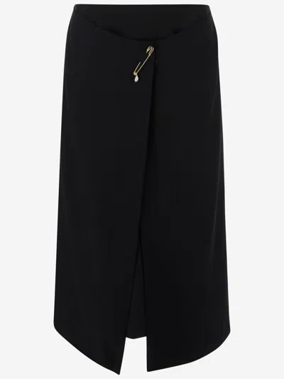 Carven Wrap-effect Embellished Crepe Midi Skirt