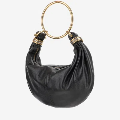 Chloé Women Small Bracelet Hobo Bag In Grained Leather In Black
