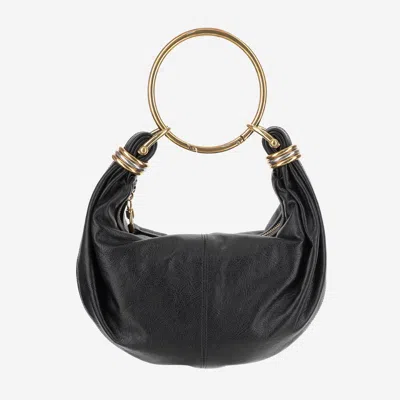 Chloé Women Small Bracelet Hobo Bag In Grained Leather In Black