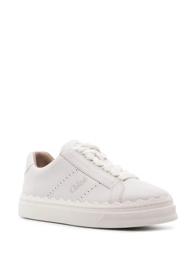 Chloé Lauren Leather Sneakers In White