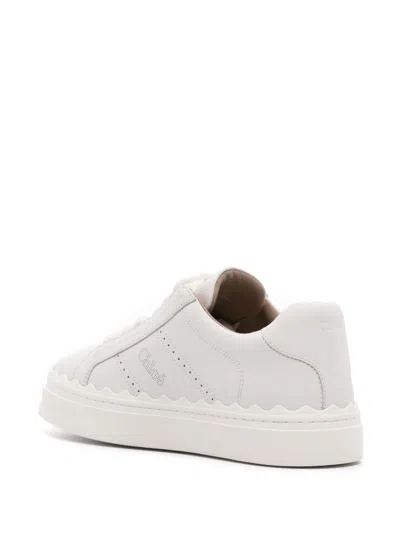 Chloé Lauren Leather Sneakers In White