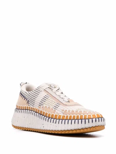 Chloé Nama Embroidered Suede And Recycled-mesh Sneakers