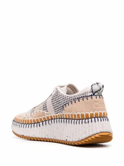 Chloé Nama Embroidered Suede And Recycled-mesh Sneakers