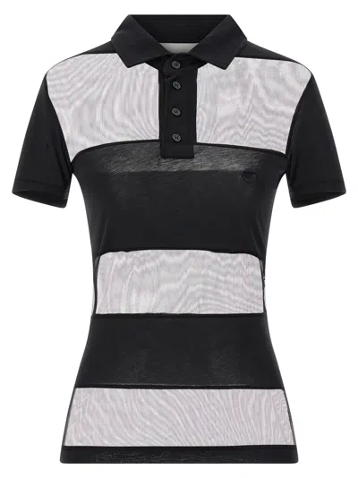 Coperni Striped Top With Polo Collar And Sheer Panels
