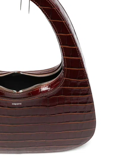 Coperni Women Swipe Baguette Leather Shoulder Bag In Burgundy