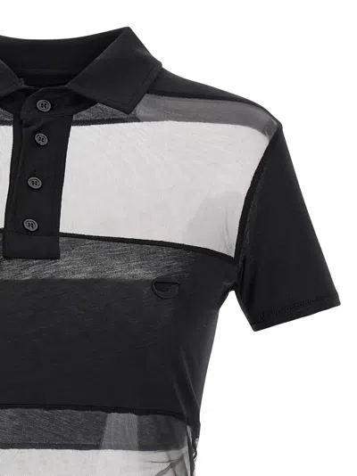 Coperni Striped Top With Polo Collar And Sheer Panels
