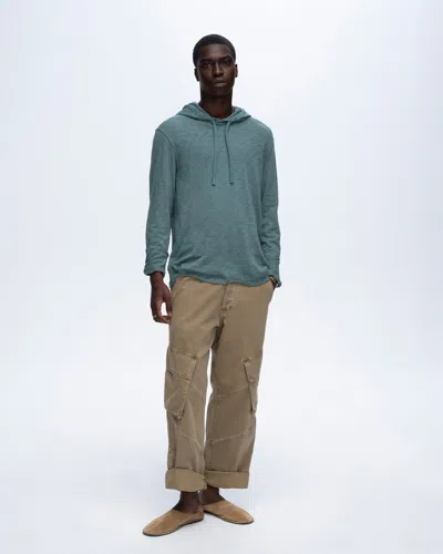 Atm Anthony Thomas Melillo Slub Jersey Long Sleeve Destroyed Hoodie In Spring Eucalyptus