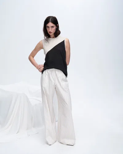 Atm Anthony Thomas Melillo Cotton Blend Yarn Die Stripe Pull On Pants In Soft Beige-chalk