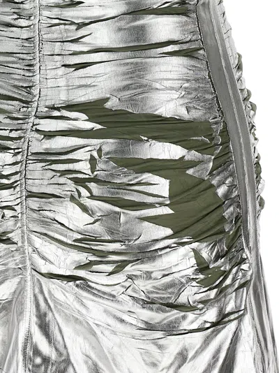 Diesel Shimmering Metallic Ruched V-neck Dress