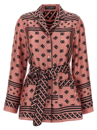 Dolce & Gabbana Silk Twill Pajama Shirt Dg Logo