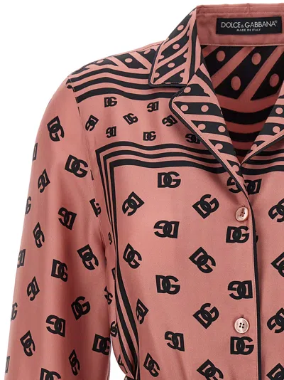 Dolce & Gabbana Silk Twill Pajama Shirt Dg Logo