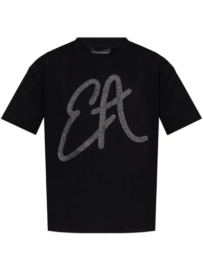 Emporio Armani Cotton-jersey T-shirt With Oversized Lurex Logo