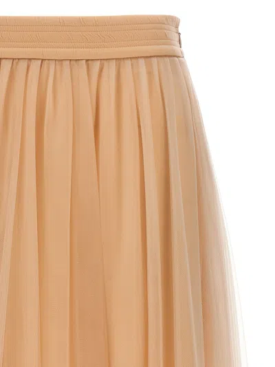 Fabiana Filippi Tulle Longuette Skirt With Flowing Layers In Pink