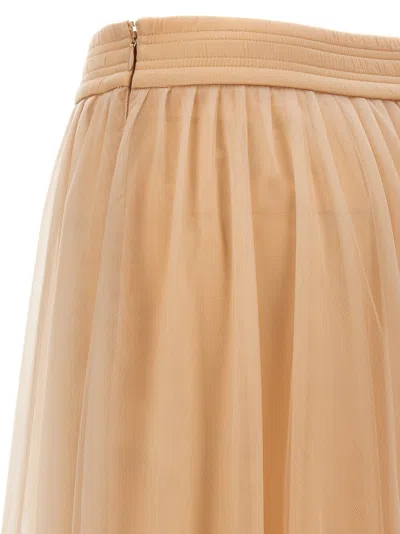 Fabiana Filippi Tulle Longuette Skirt With Flowing Layers In Pink