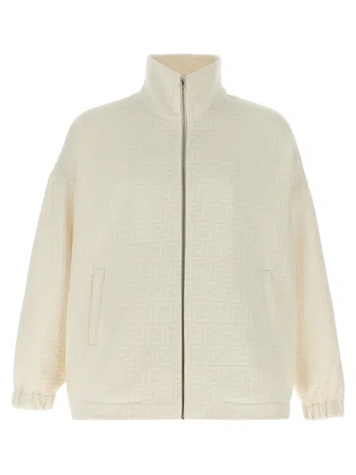 Fendi Felpa In Misto Poliestere Avorio  Uomo