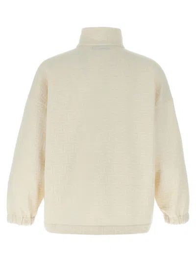 Fendi Felpa In Misto Poliestere Avorio  Uomo
