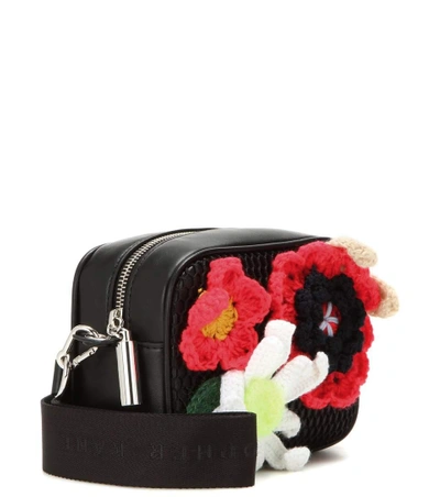 Shop Christopher Kane Box Crochet-embellished Leather Crossbody Bag In Llack