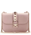 Valentino Lock Small Leather Shoulder Bag In Neutrals