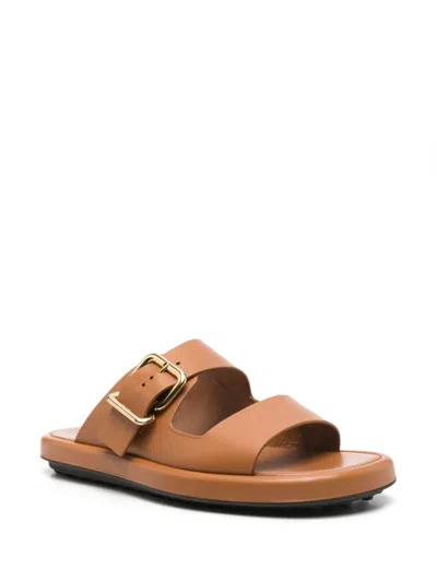 Tod's Leather Sandals In Brown