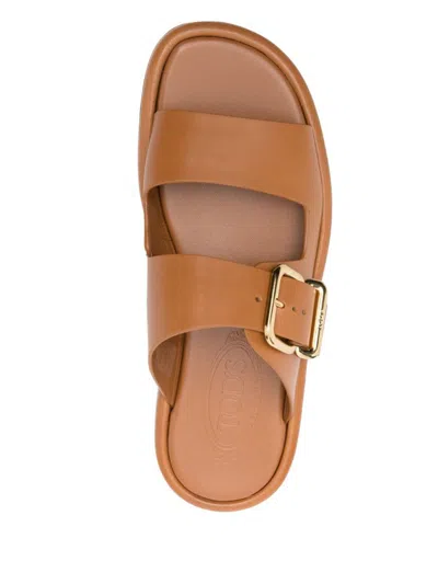 Tod's Leather Sandals In Brown
