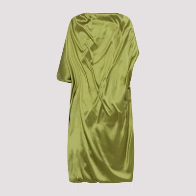 Dries Van Noten Dalant Silk Asymmetrical Dress In Green