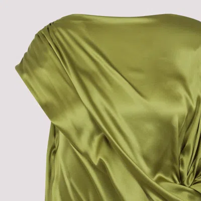Dries Van Noten Dalant Silk Asymmetrical Dress In Green