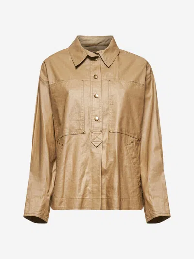 Isabel Marant Beige Waxed Linen Blend Florida Shirt