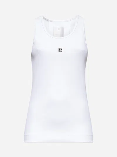 Givenchy Women White Ribbed Cotton 4g Detail Tank Top